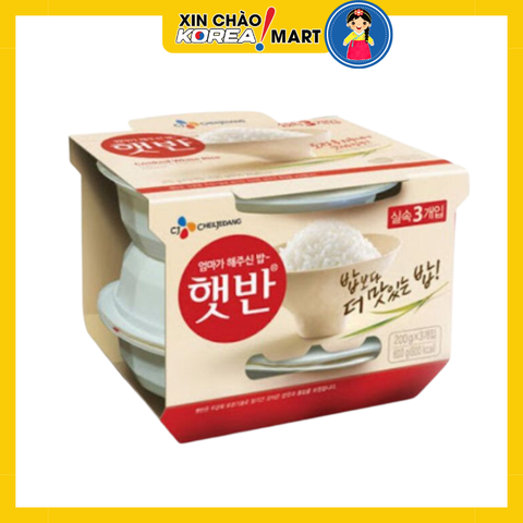 Cơm trắng ăn liền CJ lốc 210g x 3 hộp | 햇반 3번들 210g x 3