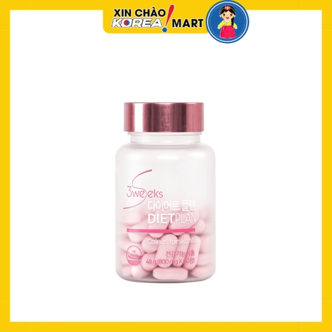 Viên uống giảm cân 3Weeks Diet Plan 48g | 3Weeks Diet Plan 다이어트 플랜 48g (800mg x 60정)